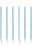 PartyDeco Verjaardagskaarsjes licht blauw (12 stuks)