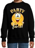 Bellatio Decorations BD Verkleed sweater voor kinderen - party time emoji - zwart - themafeesten/Carnaval 110/116