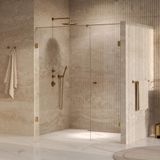 Brauer Void - Carving Nisdeur - 2-Delig - Helder Glas - 180 x 200 cm - Omkeerbaar - met Draaideur 70 cm - Aan Muur - incl. Glascoating - PVD Goud Geborsteld