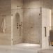 Brauer Void - Carving Nisdeur - 2-Delig - Helder Glas - 180 x 200 cm - Omkeerbaar - met Draaideur 70 cm - Aan Muur - incl. Glascoating - PVD Goud Geborsteld
