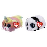 TY - Knuffel - Teeny's - Heather Cat & Bamboo Panda