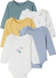 Vertbaudet Set van 5 babybody's met lange mouwen ecru