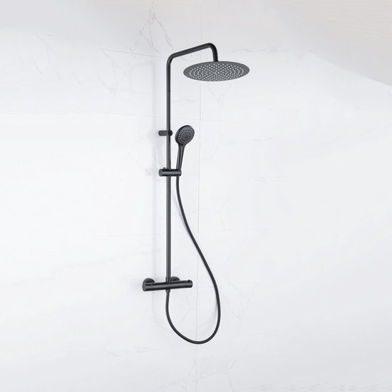 Adema Sparkle 2.0 regendoucheset met thermostaat hoofddouche 30cm handdouche 3 standen zwart 110cm