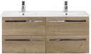 BES LED Seville Badmeubelset 120 cm - 4 Laden Natuur Eiken - Keramische Wastafel Wit Enjoy