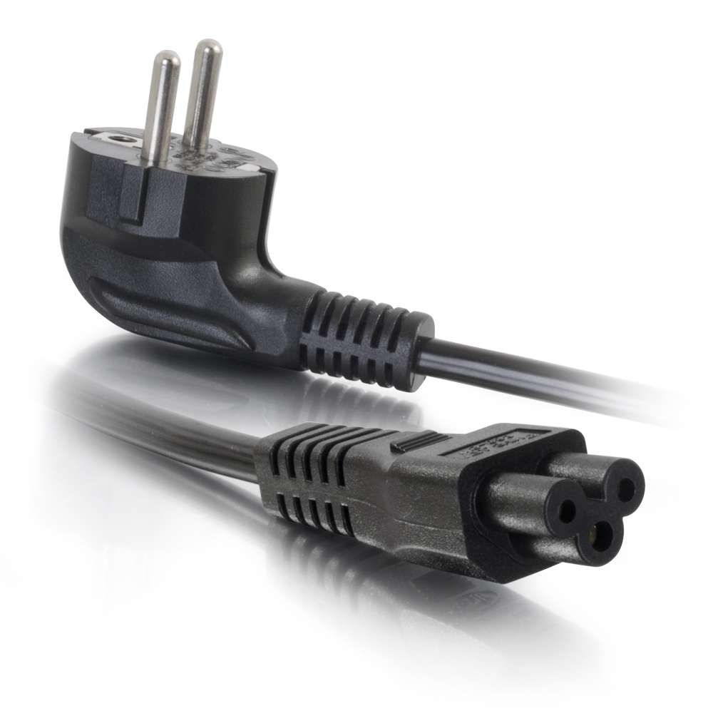 C2G 2m Europese laptopvoedingskabel (CEE 7/7 naar IEC 60320 C5) - Zwart