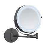 WENKO Power-Loc® LED wandspiegel Mod. Lumi, make-upspiegel met verlichting, 5-voudige vergroting, zonder boren, spiegeloppervlak Ø 17,5 cm