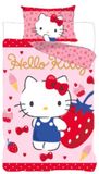 Hello Kitty Aardbei Dekbedovertrek 140 x 200 cm - Katoen - Roze