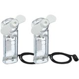 Cepewa Ventilator voor in je hand - 2x - Verkoeling in zomer - 10 cm - Wit