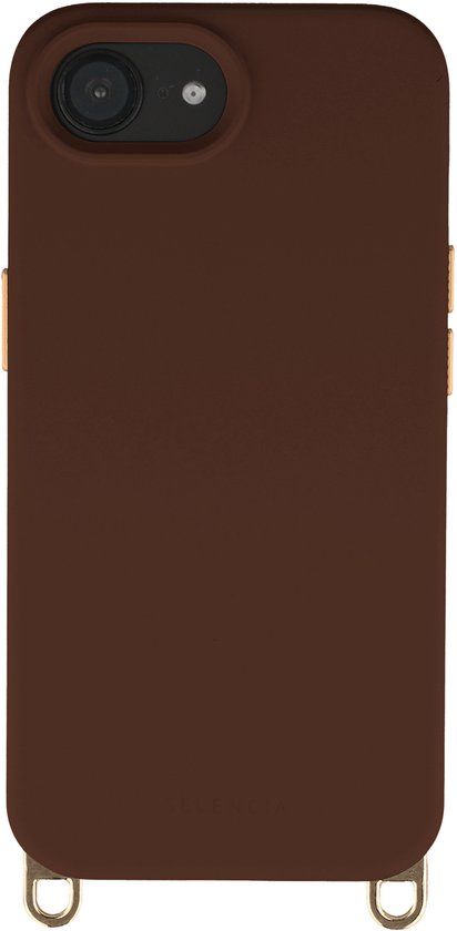 Selencia Rivièra MagSafe Backcover met afneembare haakjes voor de Apple iPhone 17e / 16e - Choco Brown