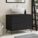 Prolenta Maison Exclusive Meuble sous-lavabo exclusif - Modèle BREDA, couleur noire, dimensions 82 x 41 x 59 cm, fabriqué en panneaux de particules