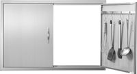 VEVOR Grilltoegangsdeur, 990 X 660 mm, Dubbele Buitenkeukendeur, Inbouw Roestvrijstalen Deur, Verticale Wanddeur met Handgrepen en Haken, voor Grilleiland, Grillstation, Buitenkast