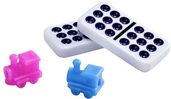 Domino Dubbel 9 Mexican Train Spel - Houten Kist - 55 Stenen