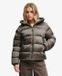 Superdry Hooded Shine Puffer Jas Dames L Deep Khaki Green