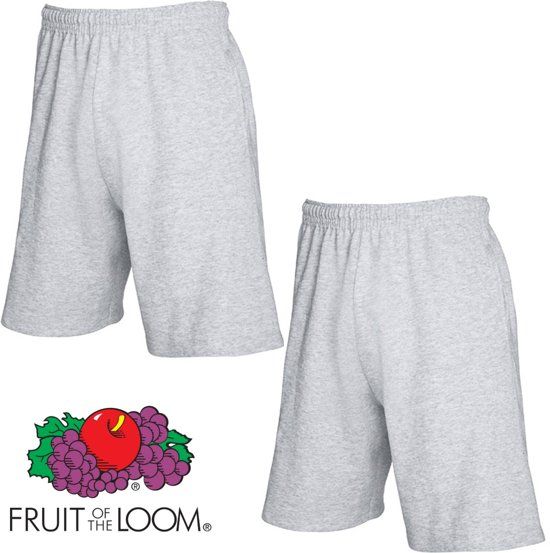 Fruit of the Loom 2 Pack Korte Broeken Grijs Maat L