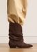 Manfield - Dames - Donkerbruine suède slouchy enkellaarsjes - Maat 40