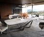 DELIFE Table à manger Edge forme bateau 200-300x120 cm céramique Onyx Pearl Spider acier plat inox extensible