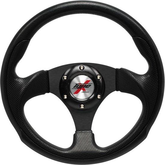 AutoStyle Universeel sportstuur 'Eruption' - Ø295mm - Zwart PU-Leder + Zwarte spaken