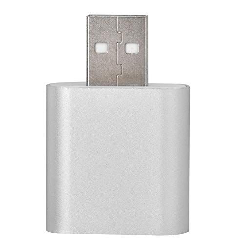 Cuifati Externe audiokaart, 7.1-kanaals USB 2.0 naar 3.5mm stereo geluidskaart, USB-microfoonadapter Luidspreker, 3D-stereo 7.1-kanaals USB-audioadapter (Zilver)