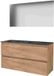 Basic-Line Ultimate 46 Badkamermeubelset - 120 x 46 cm - Greeploos - 2 Lades - Hardstenen Wastafel - Zonder Kraangat - Spiegel met Indirecte LED Verlichting - Whisky Oak