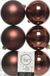 Decoris Kerstballen - 6x st - mahonie bruin - D8 cm - kunststof - mat/glans