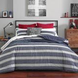 Nautica - USHSFN1107496 | Craver Collection | 100% katoen gezellig & zacht, duurzaam en ademend gestreept dekbedovertrek met bijpassende glans, 2-delige beddengoed, twin/twin XL, marine