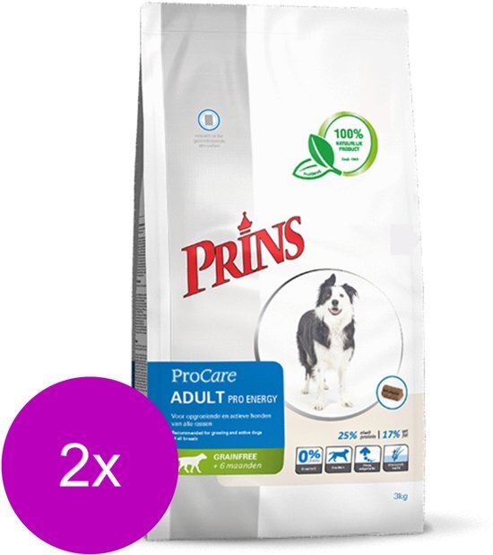 Prins Procare Adult Pro Energy - Hondenvoer - 2 x 3 kg Graanvrij