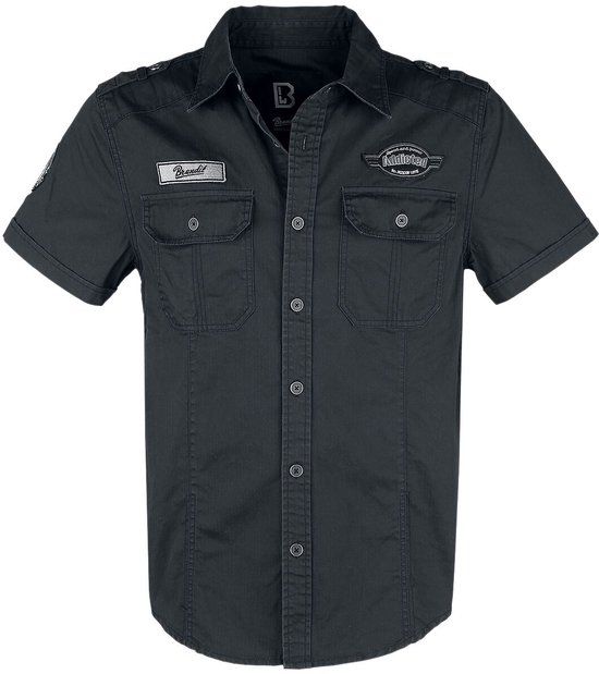 Brandit Luis Vintage Heren Shirt met korte mouwen - zwart - 5XL