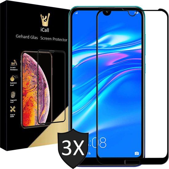 iCall - Huawei Y7 (2019) Screenprotector - Tempered Glass - 3 Stuks