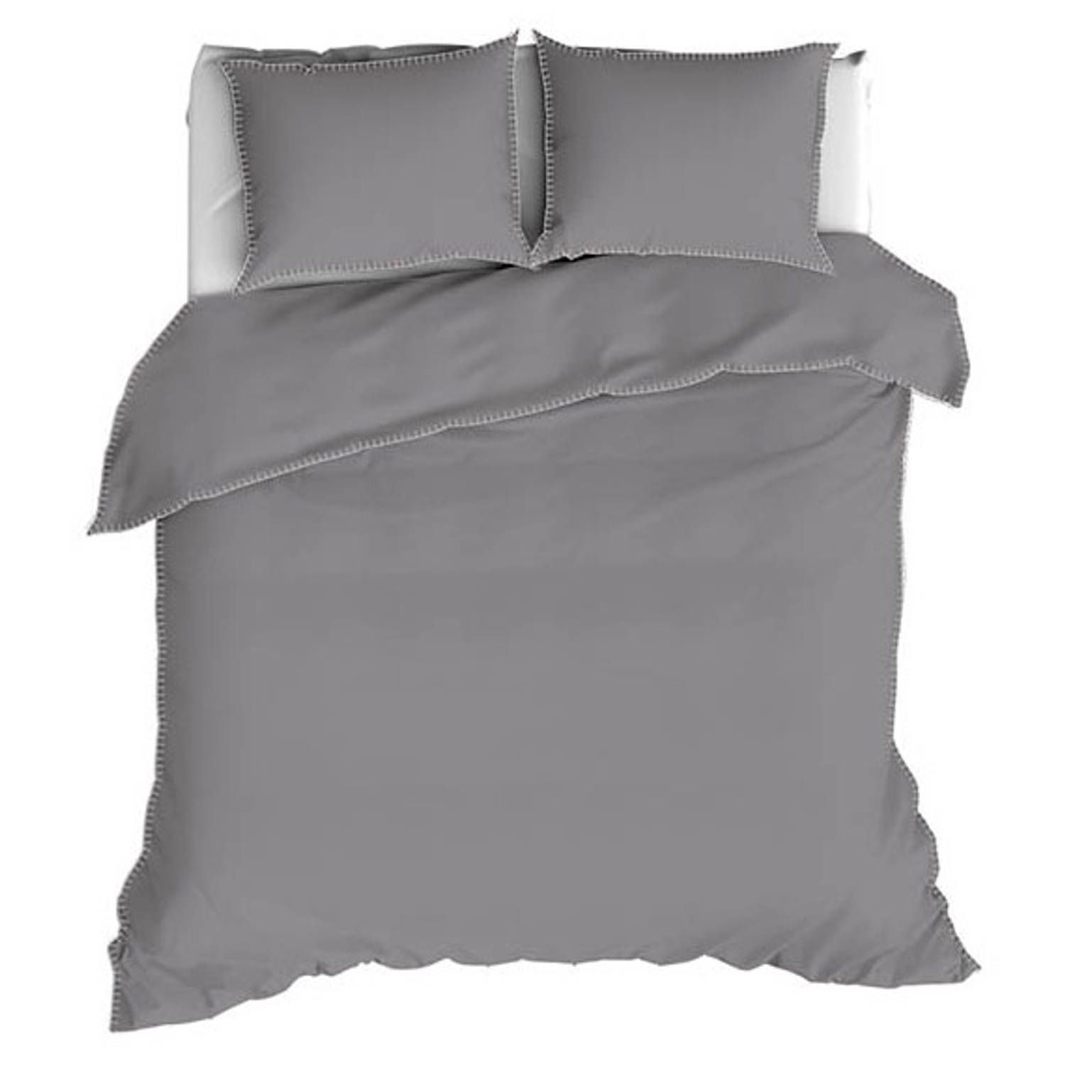 Romanette Flanellen Dekbedovertrek Visconti Antraciet - 1 Persoons (140x200/220 cm)