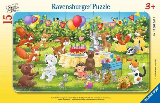 Ravensburger Kinderpuzzle 15 Teile - Tierische Geburtstagsfeier