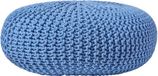 Homescapes Grote gebreide poef 100% katoen, blauw