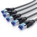 Primewire LAN-kabelset van 5 stuks, CAT 8 patchkabel, 40 Gbit/s, netwerkkabel, S/FTP dubbel afgeschermd, RJ45-connectoren, Baumwolle omhulling, vergulde contacten, 5 stuks, 1 meter, Schwarz