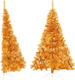 vidaXL - Sapin artificiel - demi - avec - support - 210 - cm - PET - doré