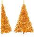 vidaXL - Sapin artificiel - demi - avec - support - 210 - cm - PET - doré