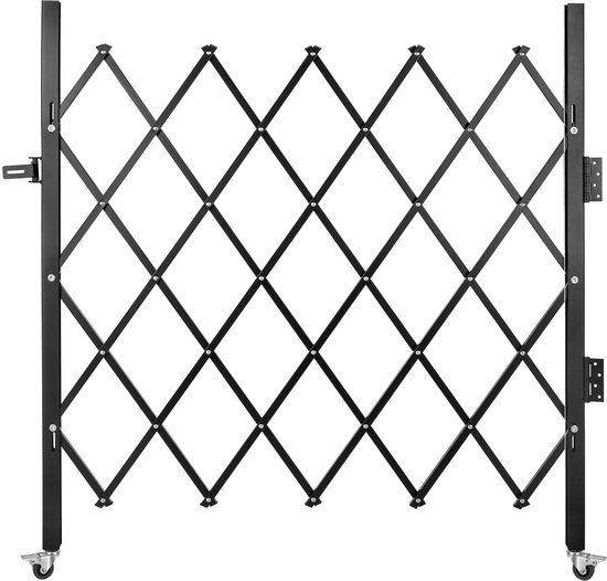 Vevor Enkele Opvouwbare Veiligheidspoort, 48 X 66 Inch Vouwdeur, Stalen Accordeon Veiligheidspoort, Flexibel Uitbreidbare Veiligheidspoort, Rolbarricadepoort, Schaarpoort met Hangslot