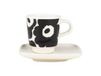 Marimekko Unikko tasse à espresso et soucoupe, 2 pièces, noir-blanc