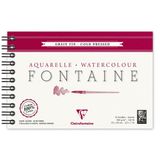 Clairefontaine 96312C Spiraalalbum, fontein, 12 vellen, aquarelpapier, wit, 100% katoen, fijne korrel, professionele kwaliteit, 12 x 18 cm, 300 g