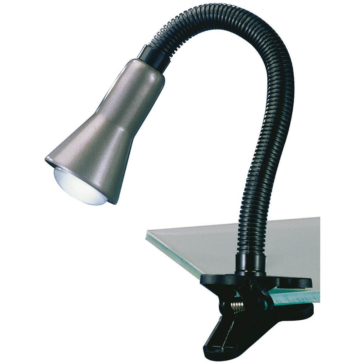 BES LED Trion Fexy Klemlamp - E14 - Glans Grijs - Kunststof