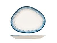 H&H Jupiter bord ovaal van porselein, 30 cm, modern design, elegant, voor het serveren van gerechten, blauw