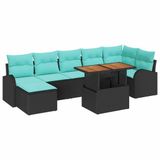 vidaXL Tuinbank Set 8-delig Zwart Polyrattan