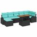 vidaXL Tuinbank Set 8-delig Zwart Polyrattan