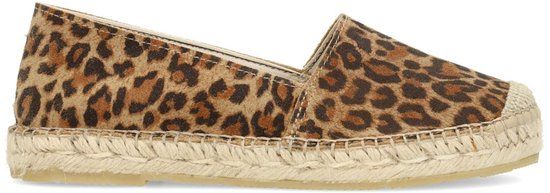 Manfield Dames Leopard suède espadrilles Maat 37