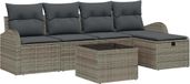 vidaXL - Banc de jardin - Set - 6 - pièces - Gris - poly - rotin