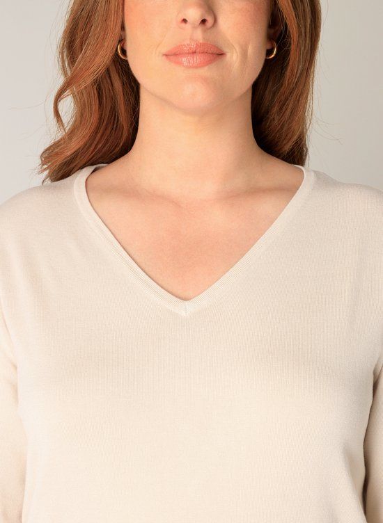 BASE LEVEL CURVY Anine Trui - Light Beige - maat 4(54/56)