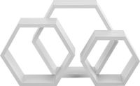 Merkloos / Sans marque [en.casa]® Design Wandplank driedelige set - wit - model 6