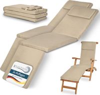 Beautissu 2x Set LoftLux DC Tuinkussen voor Deckchair 175 x 45 x 5 cm - Ligbedkussen Natuur