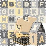 Spielwerk XXL Puzzelmat - Schuim 86 Delen Cijfers Letters - Grijs