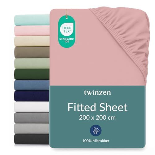 Twinzen hoeslaken 200x200 cm roze