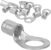 Kalitec 10 stuks Q16-10 krimpkabelschoen 16 mm² M10 ongeïsoleerd koper zilver