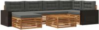 vidaXL Hoek loungeset 7-delig Natuurlijk en Antraciet Acacia Hout Inclusief Tafel